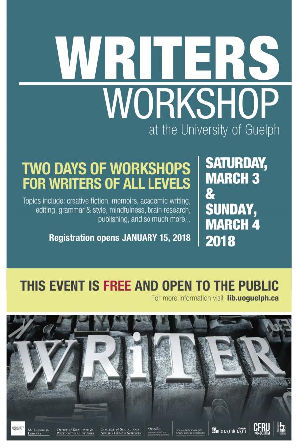 Registration Open for U of G Library Free Writers' Vocamus